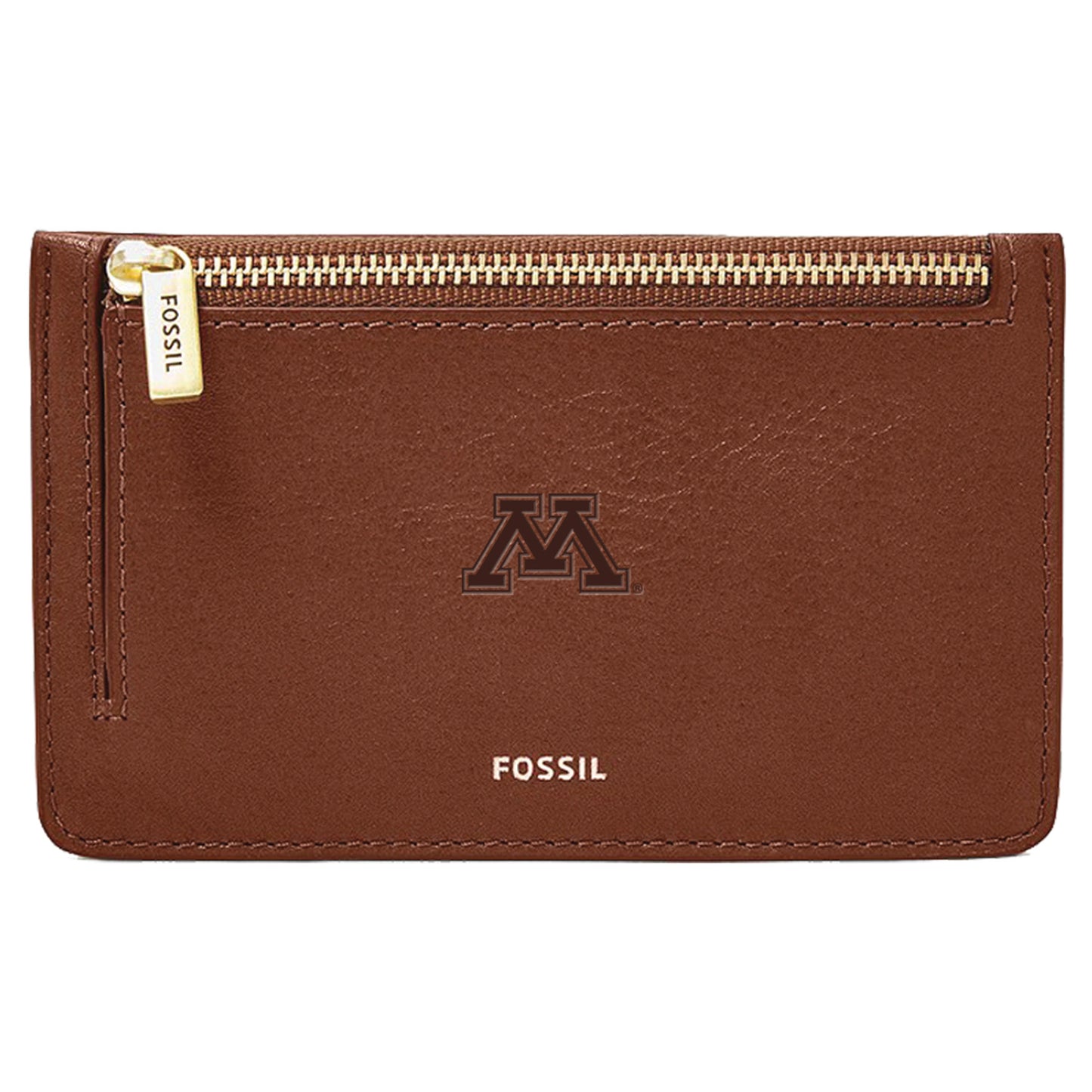 Women's Fossil Brown Minnesota Golden Gophers Leather Logan Card Case