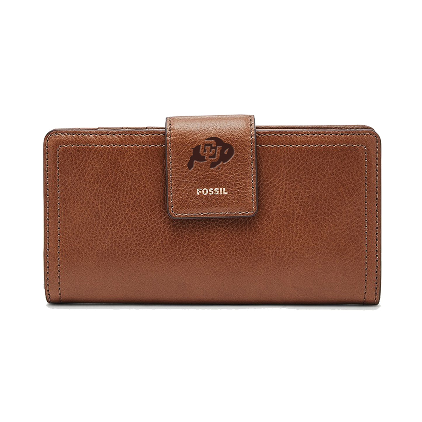 Women's Fossil Brown Colorado Buffaloes Leather Logan RFID Tab Clutch