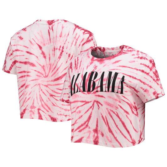 Women's Pressbox Crimson Alabama Crimson Tide Showtime Tie-Dye Crop T-Shirt