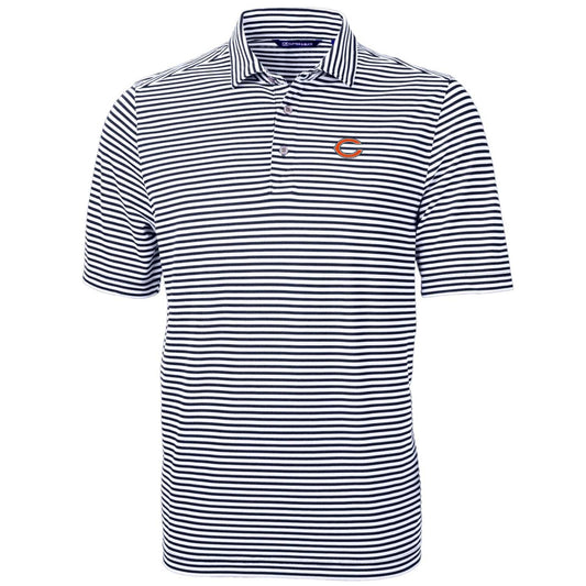 Men's Cutter & Buck Navy Chicago Bears Big & Tall Virtue Eco Pique Stripe Recycled Polo