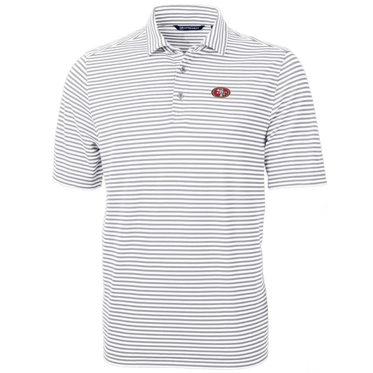 Men's Cutter & Buck White San Francisco 49ers Big & Tall Virtue Eco Pique Stripe Recycled Polo