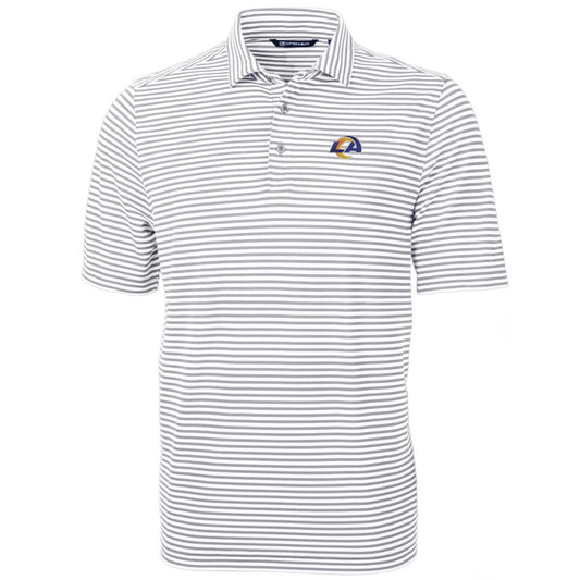 Men's Cutter & Buck White Los Angeles Rams Big & Tall Virtue Eco Pique Stripe Recycled Polo