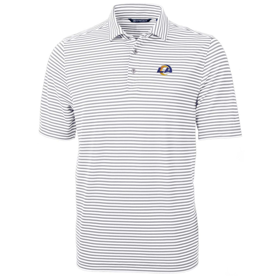 Men's Cutter & Buck White Los Angeles Rams Big & Tall Virtue Eco Pique Stripe Recycled Polo
