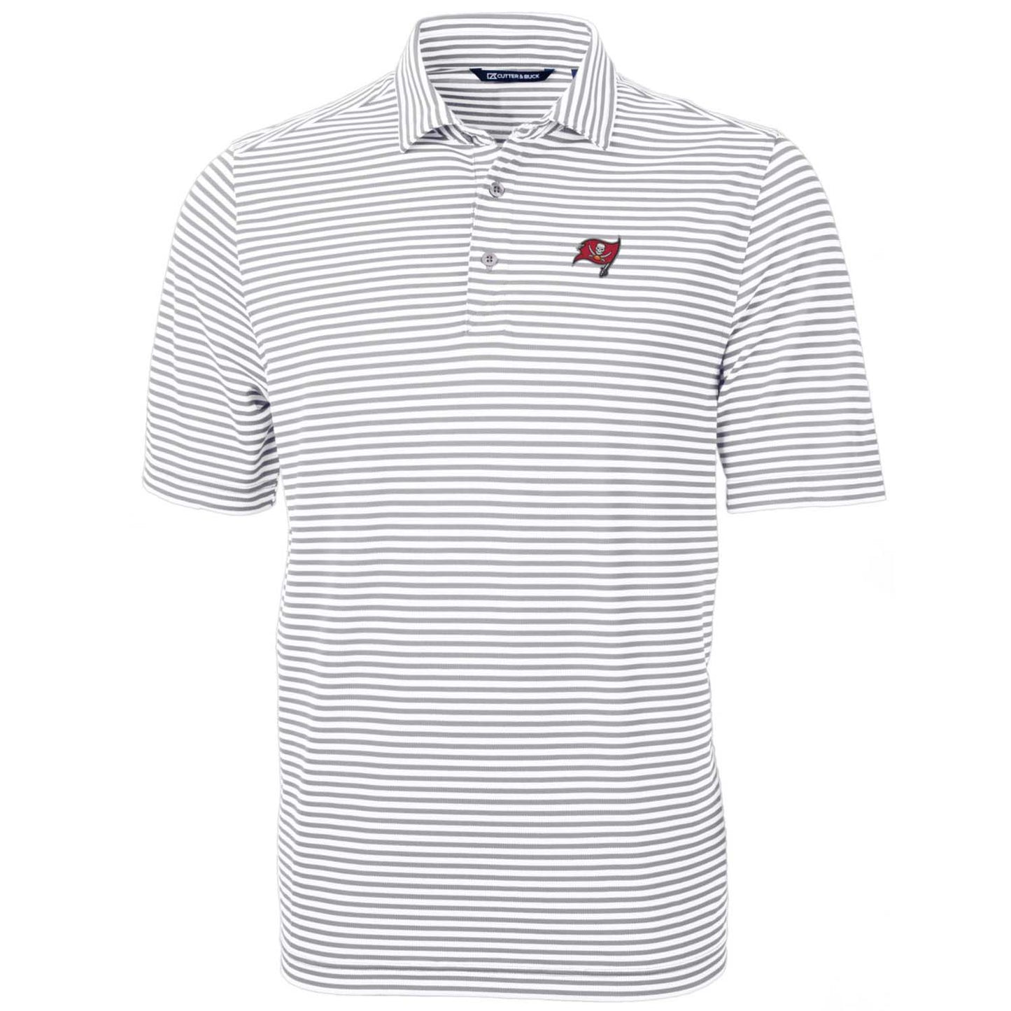 Men's Cutter & Buck White Tampa Bay Buccaneers Big & Tall Virtue Eco Pique Stripe Recycled Polo