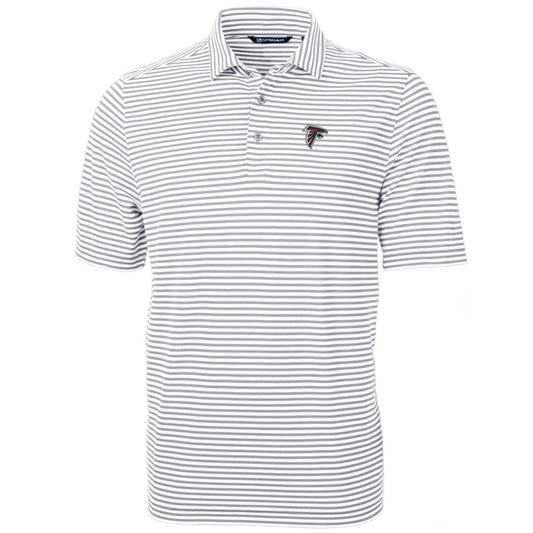 Men's Cutter & Buck White Atlanta Falcons Big & Tall Virtue Eco Pique Stripe Recycled Polo