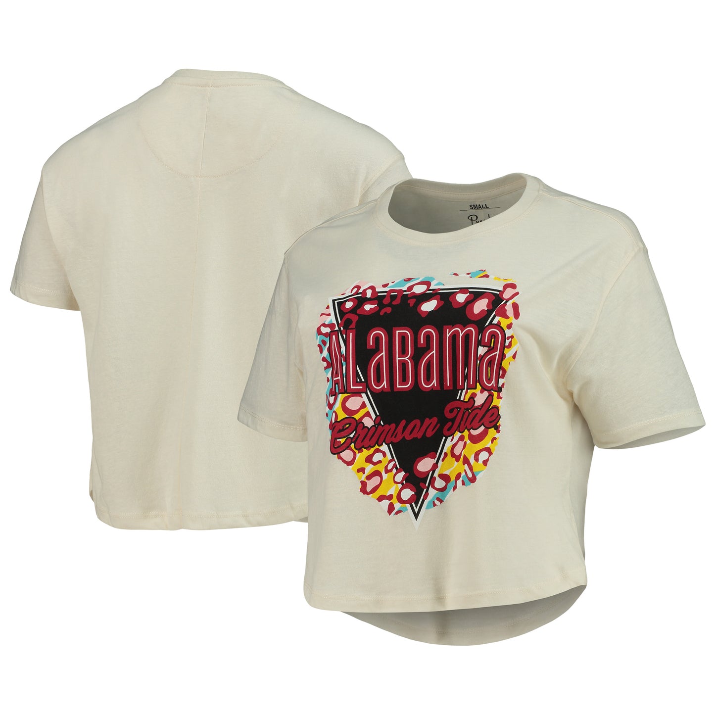 Women's Pressbox Cream Alabama Crimson Tide Taylor Animal Print Cropped T-Shirt