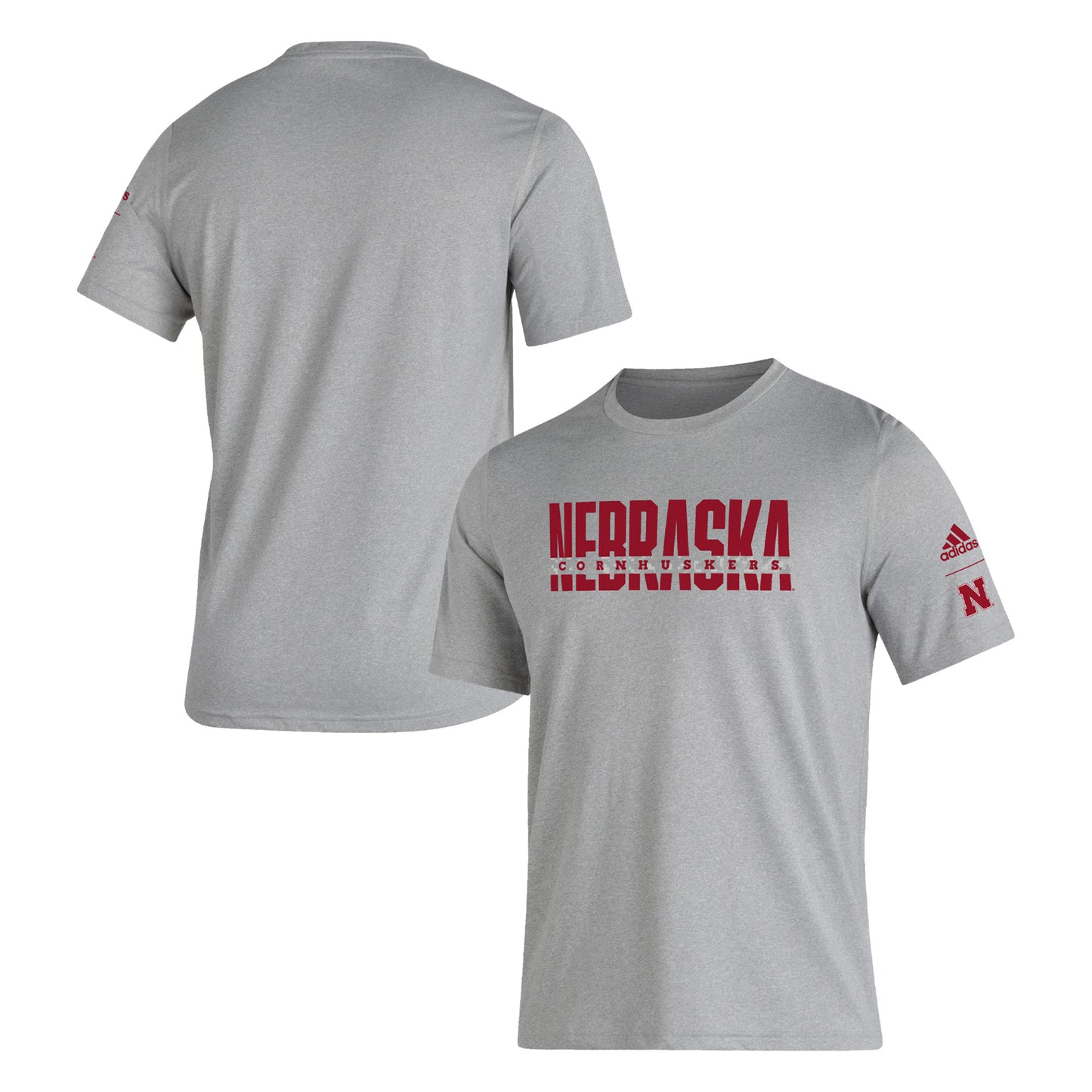 Men's adidas Heathered Gray Nebraska Huskers Sideline Locker Strikethrough Creator AEROREADY T-Shirt