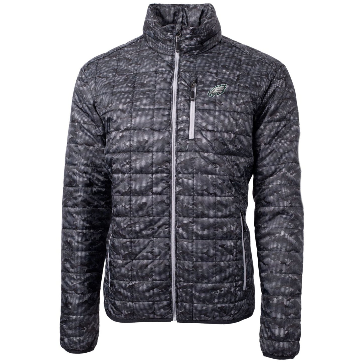 Men's Cutter & Buck Black Philadelphia Eagles Rainier Printed Full-Zip Puffer Jacket