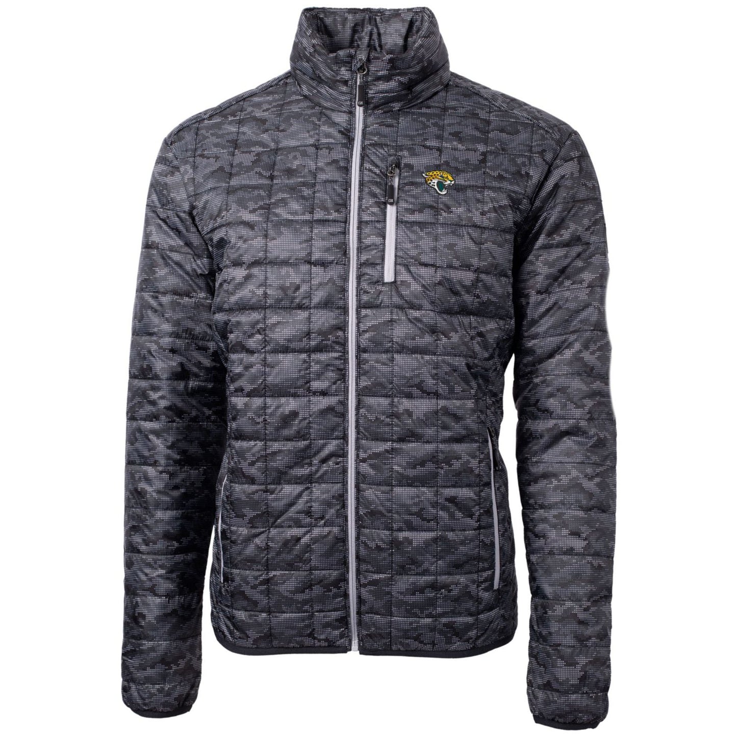Men's Cutter & Buck Black Jacksonville Jaguars Rainier Printed Full-Zip Puffer Jacket