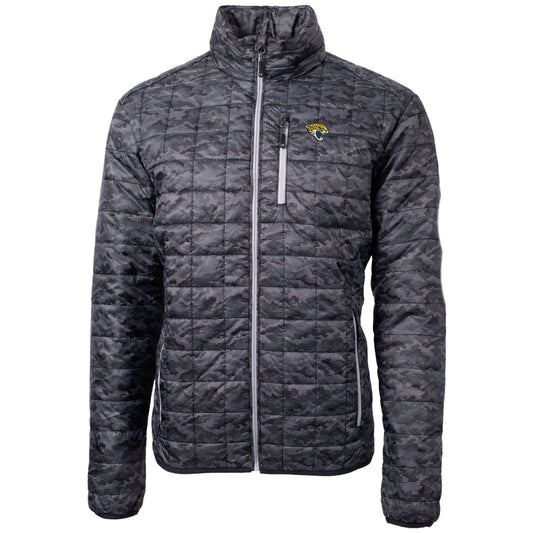 Men's Cutter & Buck Black Jacksonville Jaguars Rainier Printed Full-Zip Puffer Jacket