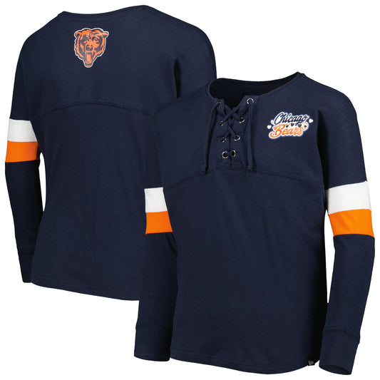 Girls Youth New Era Navy Chicago Bears Lace-Up Long Sleeve T-Shirt