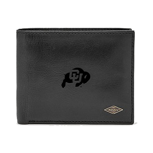 Men's Fossil Black Colorado Buffaloes Leather Ryan RFID Passcase Wallet