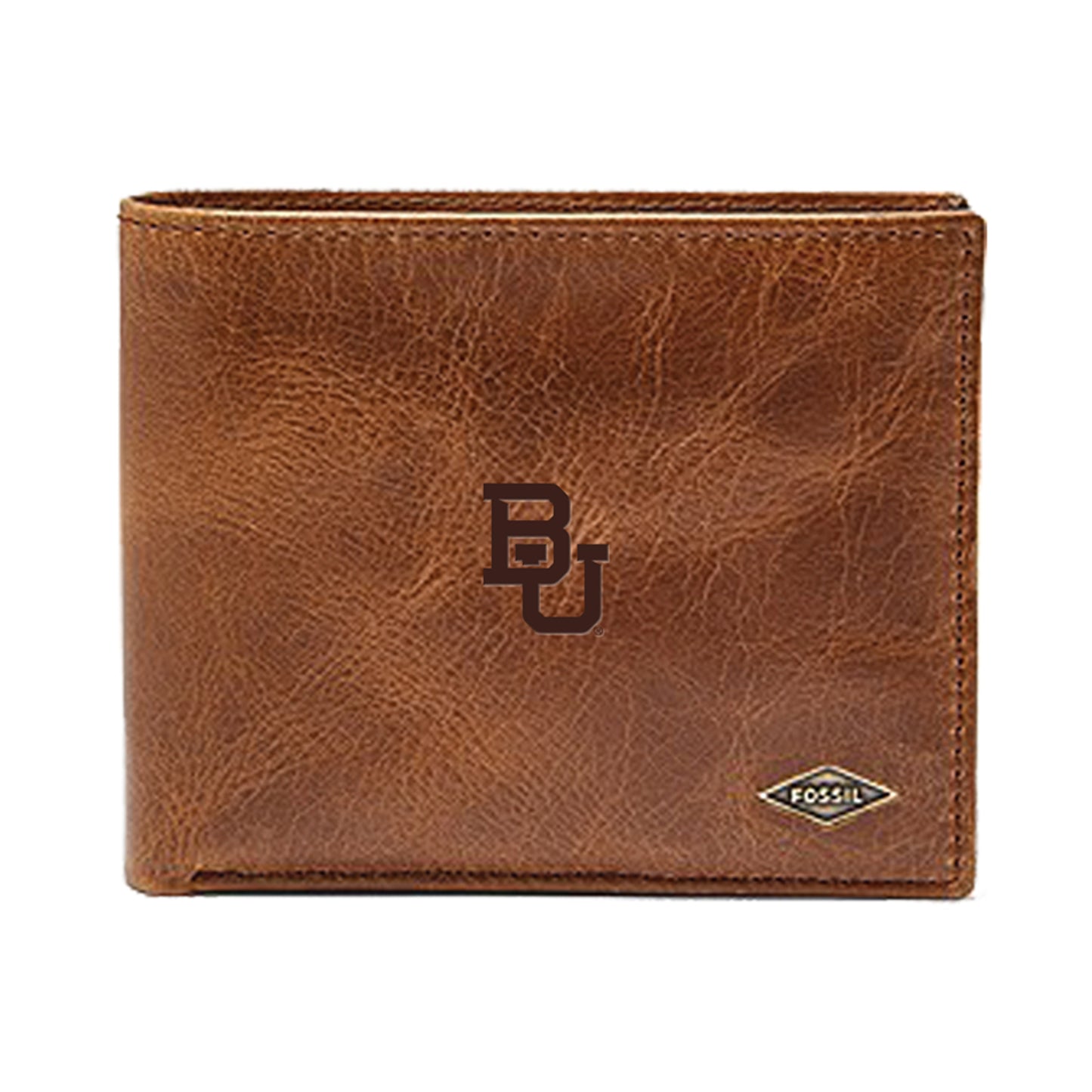 Men's Fossil Brown Baylor Bears Leather Ryan RFID Passcase Wallet