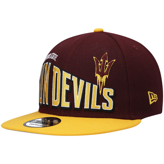 Men's New Era Maroon Arizona State Sun Devils Two-Tone Vintage Wave 9FIFTY Snapback Hat