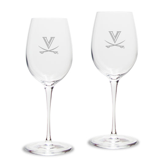 Virginia Cavaliers 2-Piece 12oz. Luigi Bormioli Titanium White Wine Glass Set