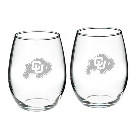 Colorado Buffaloes 2-Piece 21oz. Stemless Wine Glass Set