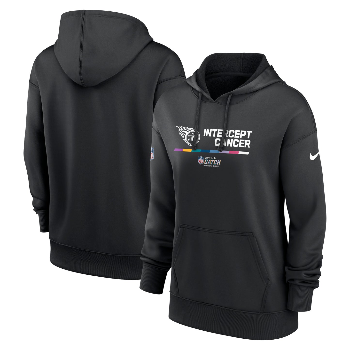 Women's Nike Black Tennessee Titans 2022 NFL Crucial Catch Therma Performance Pullover Hoodie