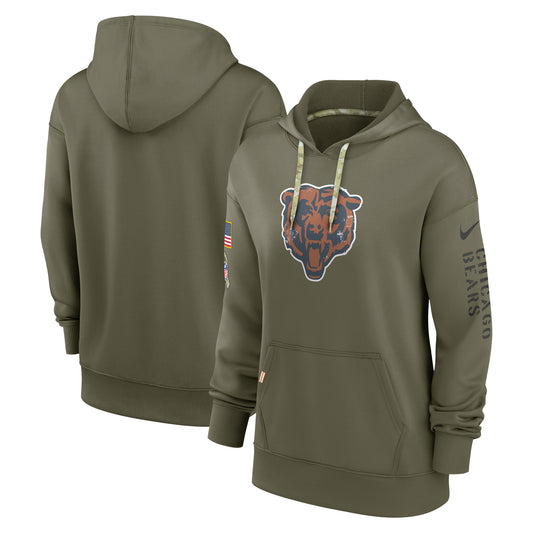 Women's Nike Olive Chicago Bears 2022 Salute To Service Performance Pullover Hoodie