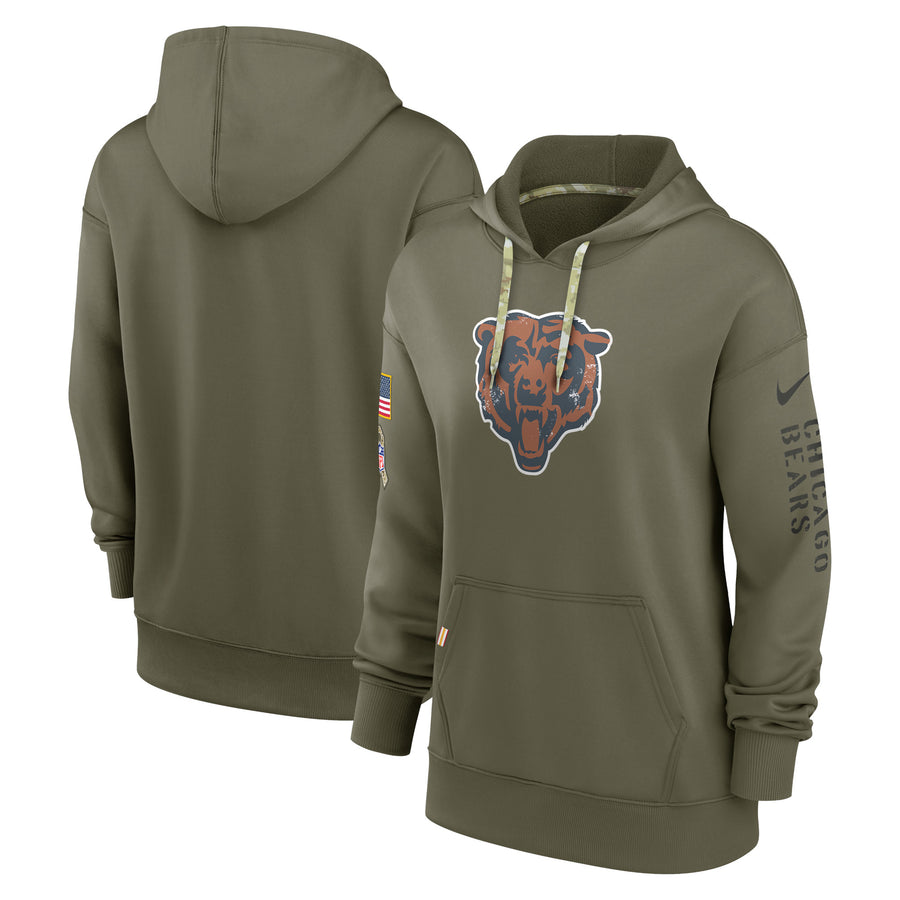 Women's Nike Olive Chicago Bears 2022 Salute To Service Performance Pullover Hoodie