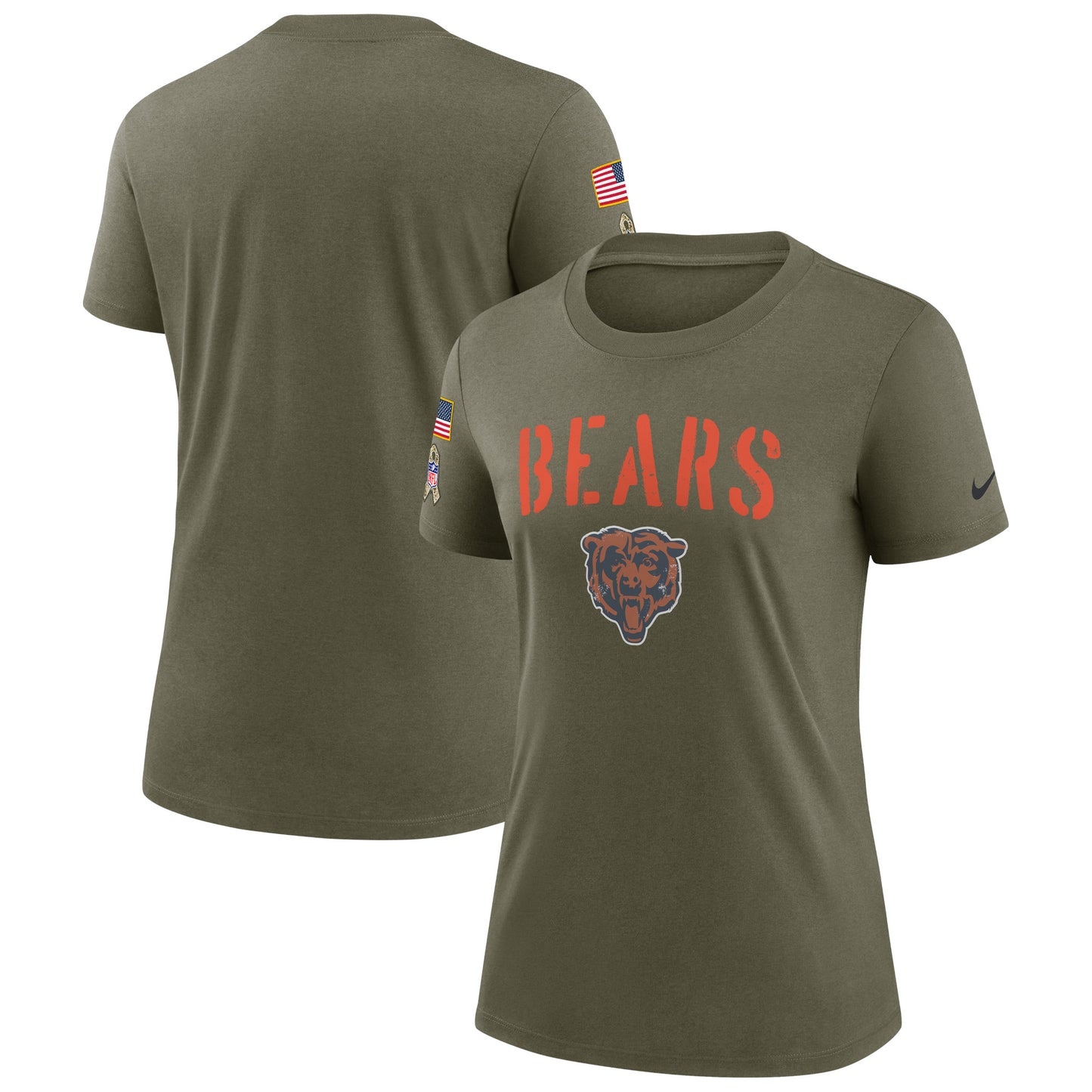 Women's Nike Olive Chicago Bears 2022 Salute To Service Legend T-Shirt