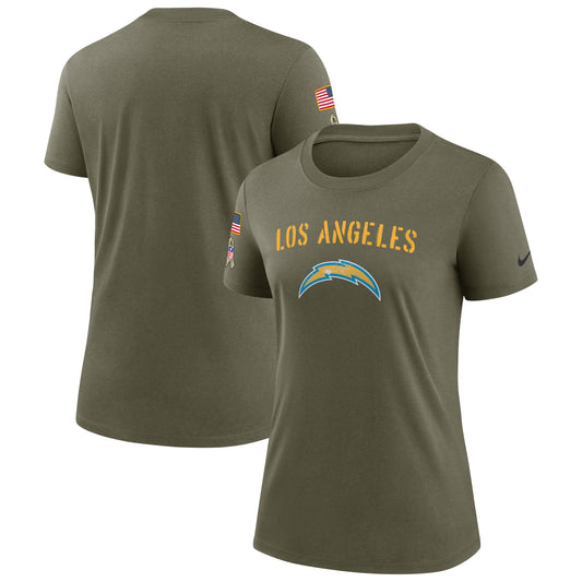 Women's Nike Olive Los Angeles Chargers 2022 Salute To Service Legend T-Shirt