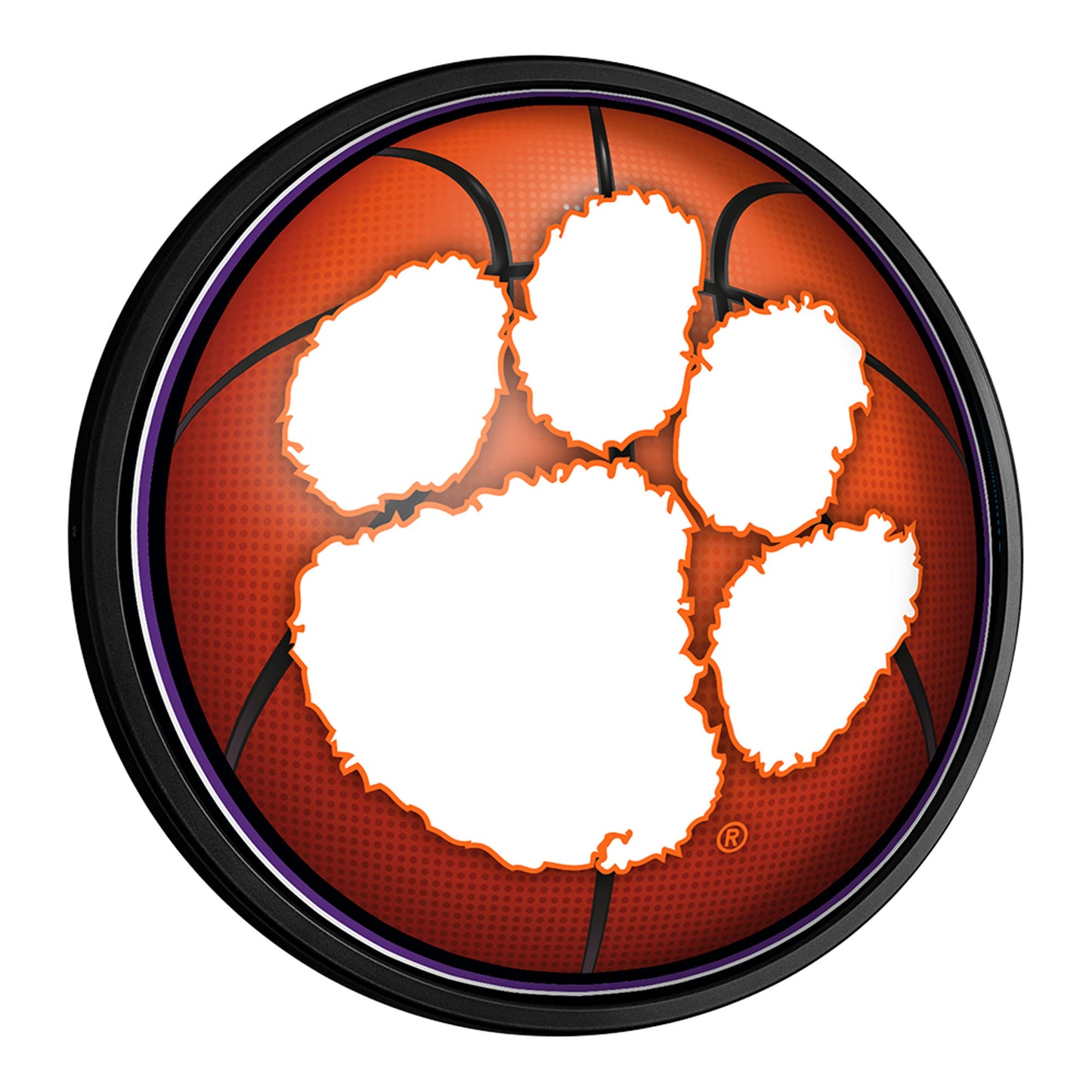 Clemson Tigers Basketball 18'' Round Slimline Illuminated Wall Sign