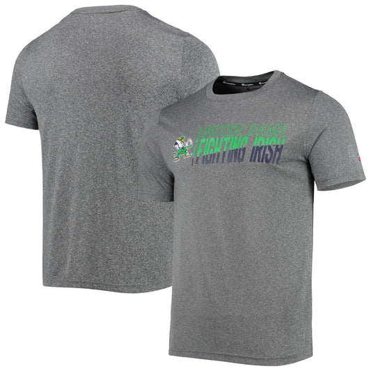 Men's Champion Gray Notre Dame Fighting Irish Slash Stack T-Shirt