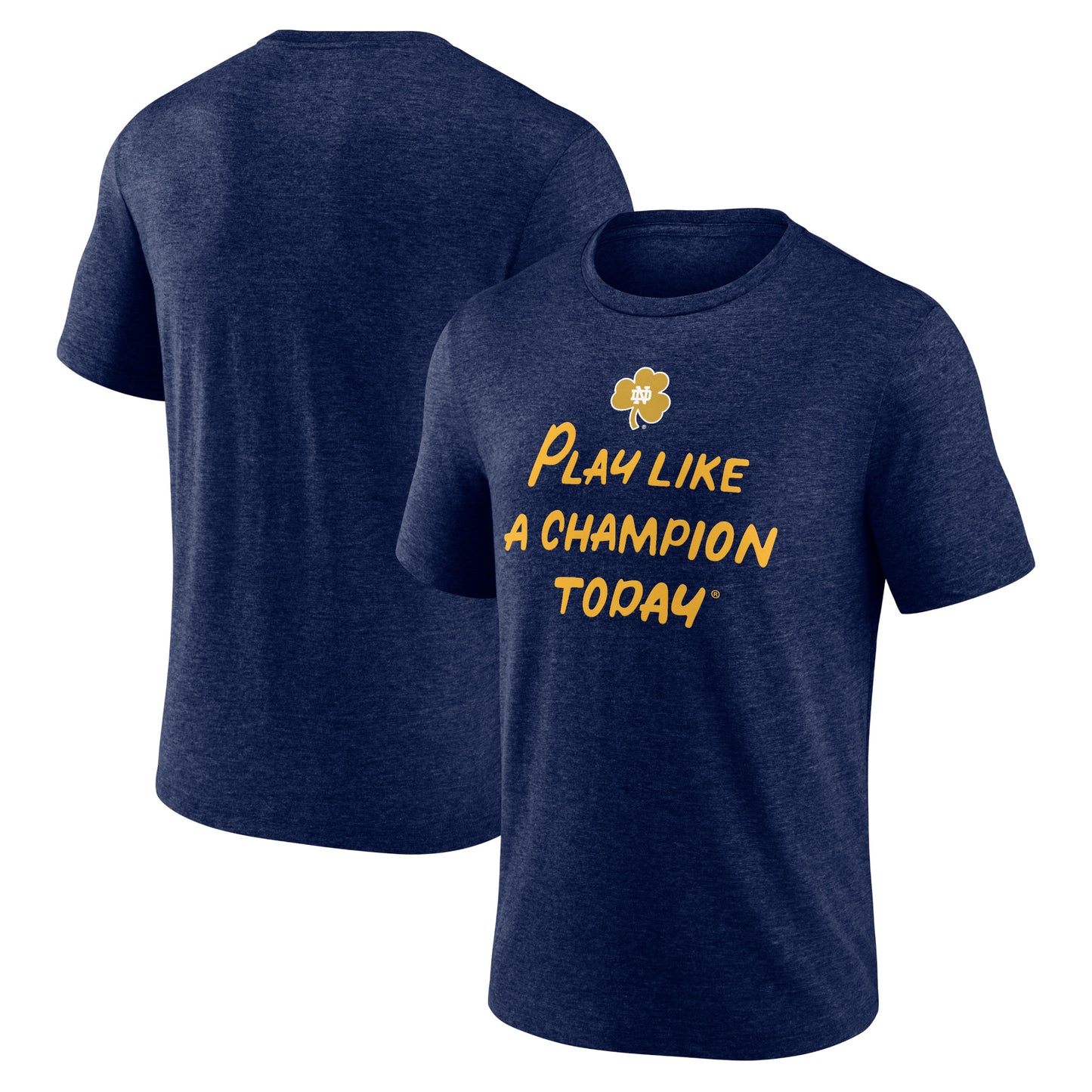 Men's Navy Notre Dame Fighting Irish Play Like A Champion Today Shamrock Tri-Blend T-Shirt