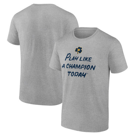 Men's Heathered Gray Notre Dame Fighting Irish Play Like A Champion Today Shamrock T-Shirt