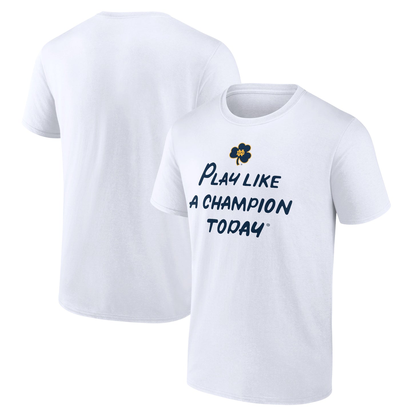 Men's White Notre Dame Fighting Irish Play Like A Champion Today Shamrock T-Shirt