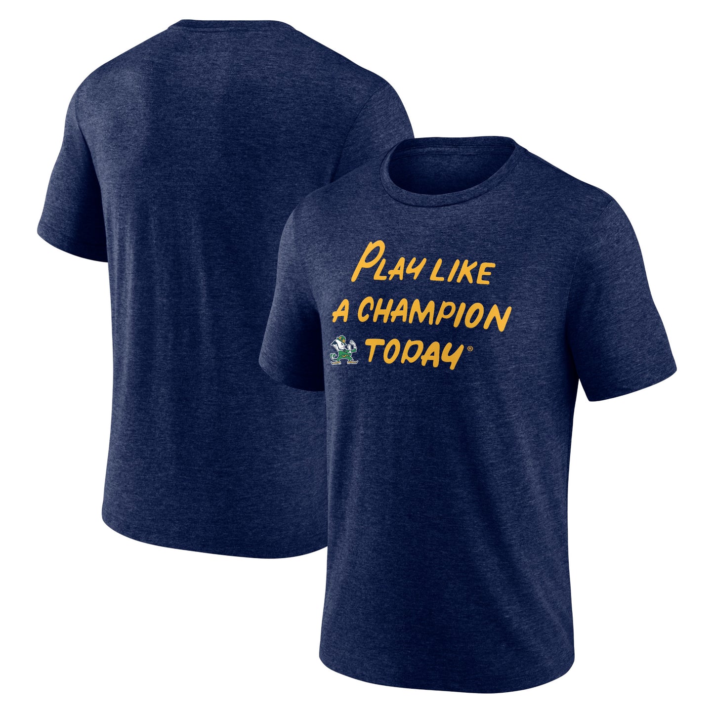 Men's Navy Notre Dame Fighting Irish Play Like A Champion Today Leprechaun Tri-Blend T-Shirt