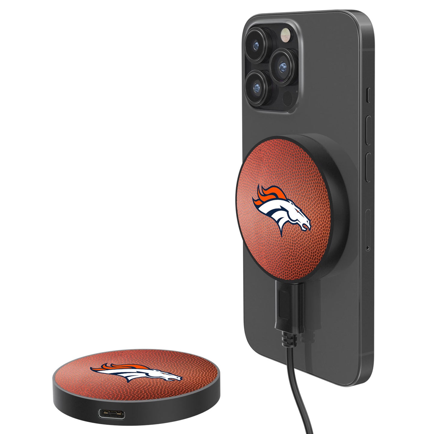 Denver Broncos 10-Watt Football Design Wireless Magnetic Charger