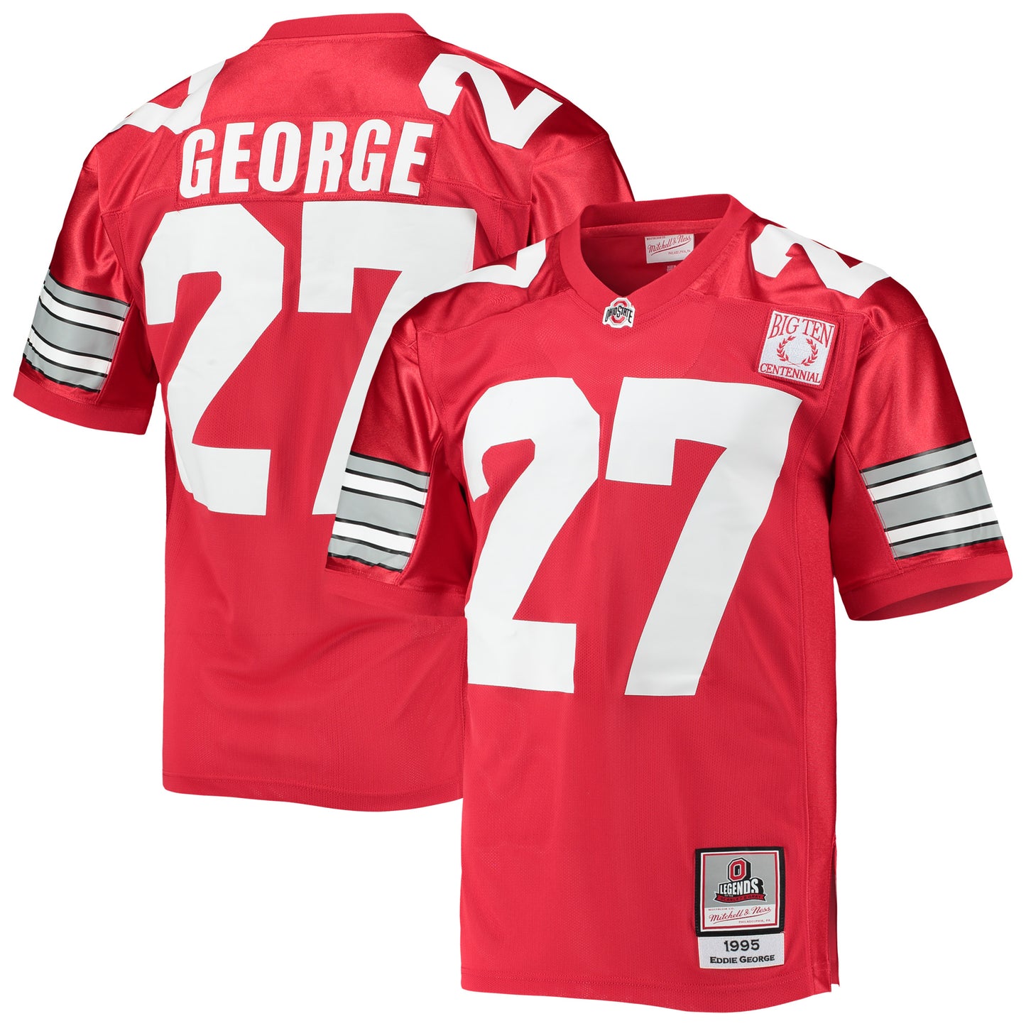 Men's Mitchell & Ness Eddie George Scarlet Ohio State Buckeyes 1995 Authentic Throwback Football Jersey