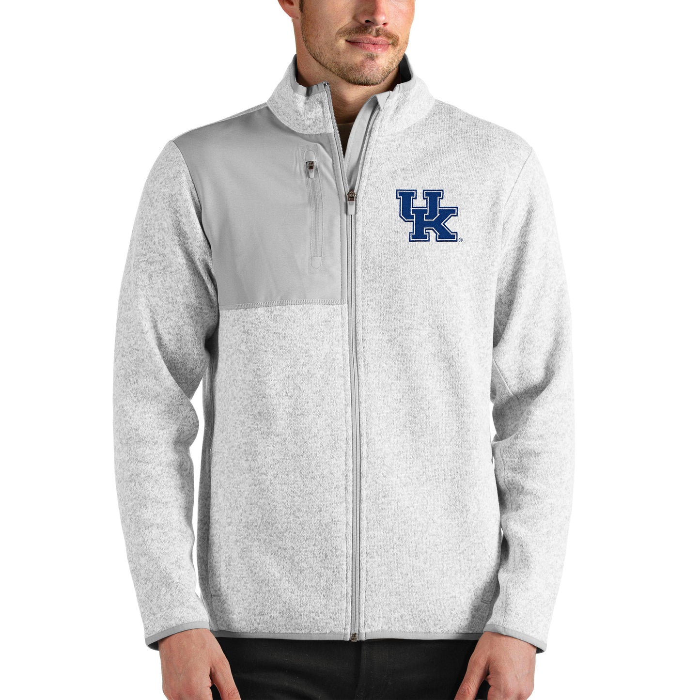 Men's Antigua Heathered Gray Kentucky Wildcats Fortune Full-Zip Jacket