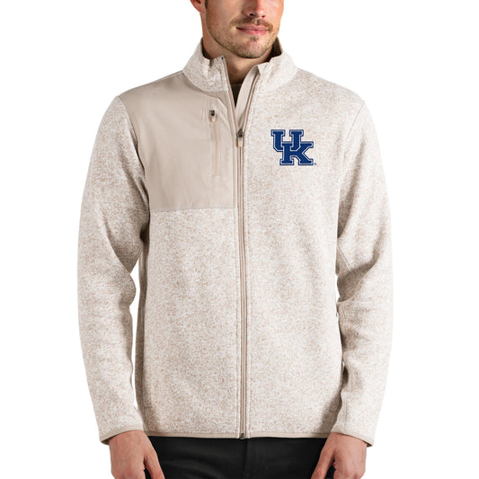 Men's Antigua Oatmeal Kentucky Wildcats Fortune Full-Zip Jacket
