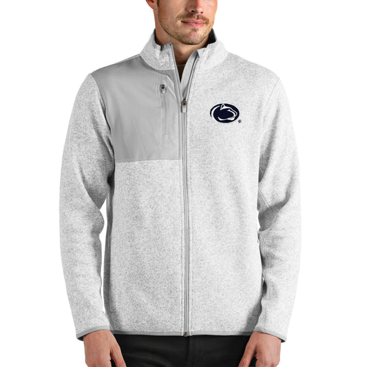 Men's Antigua Heathered Gray Penn State Nittany Lions Fortune Full-Zip Jacket