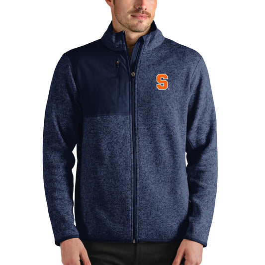 Men's Antigua Heathered Navy Syracuse Orange Fortune Full-Zip Jacket