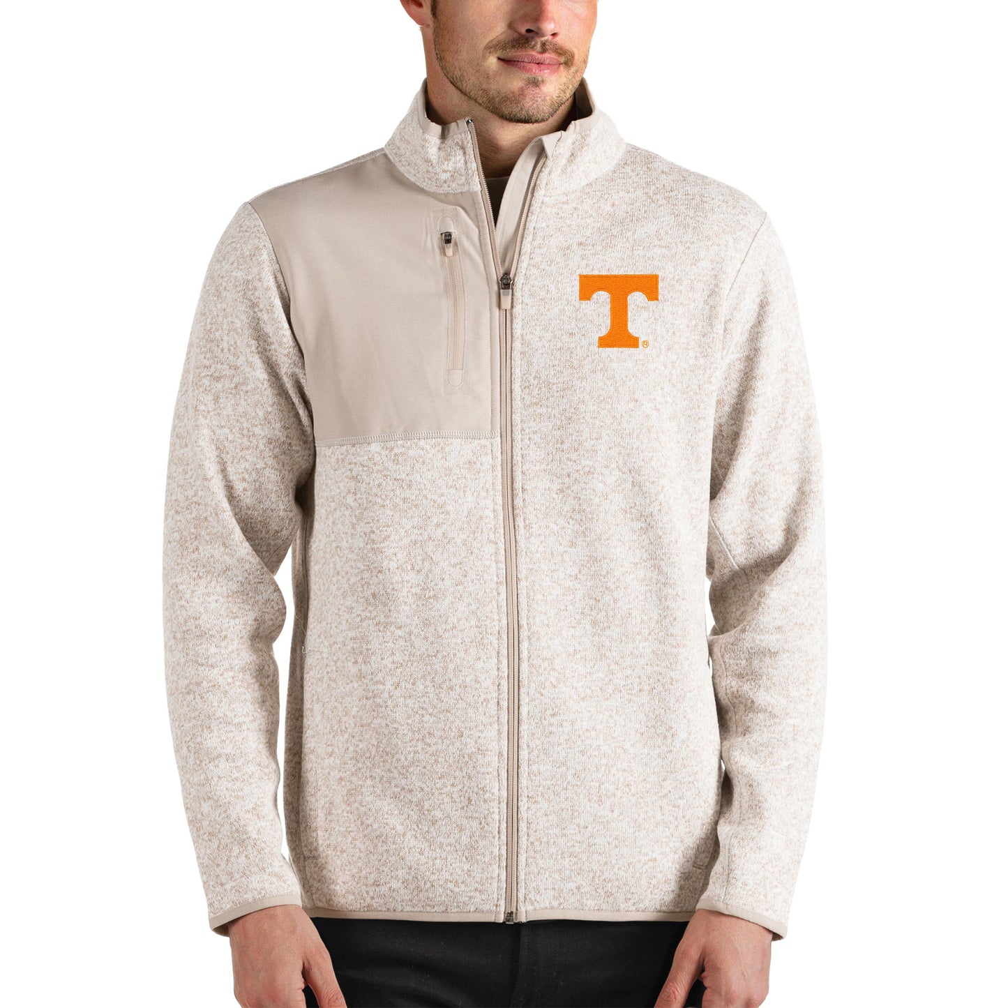 Men's Antigua Oatmeal Tennessee Volunteers Fortune Full-Zip Jacket