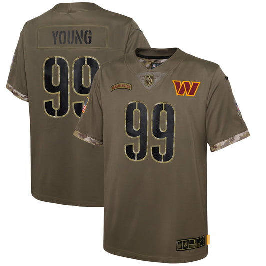 Youth Nike Chase Young Olive Washington Commanders 2022 Salute To Service Player Limited Jersey