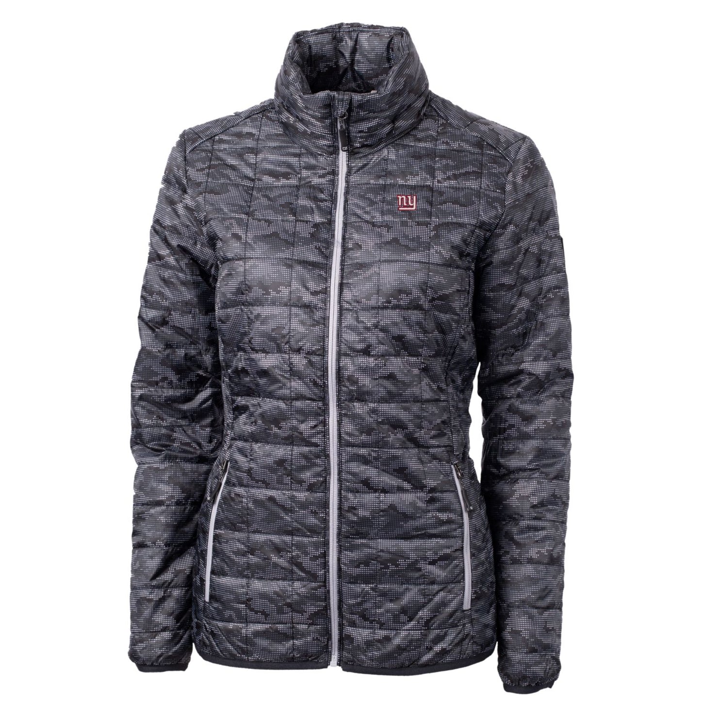 Women's Cutter & Buck Black New York Giants Rainier Printed Full-Zip Puffer Jacket