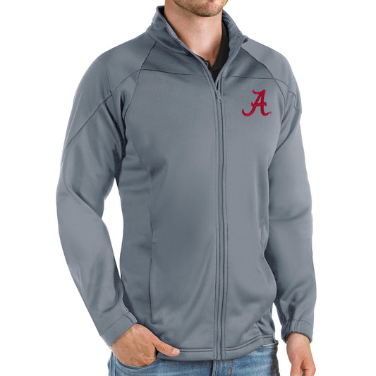 Men's Antigua Steel Alabama Crimson Tide Links Full-Zip Golf Jacket