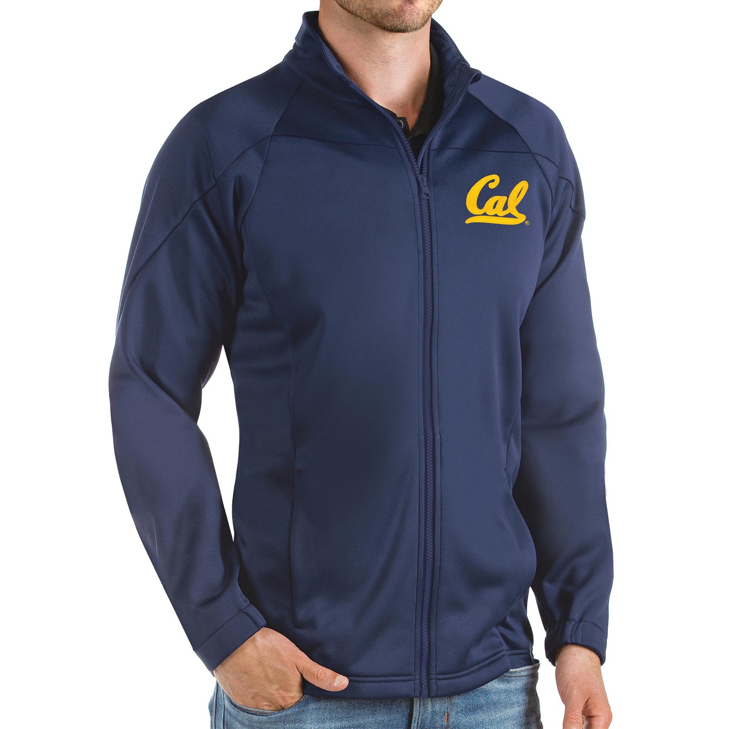 Men's Antigua Navy Cal Bears Links Full-Zip Golf Jacket