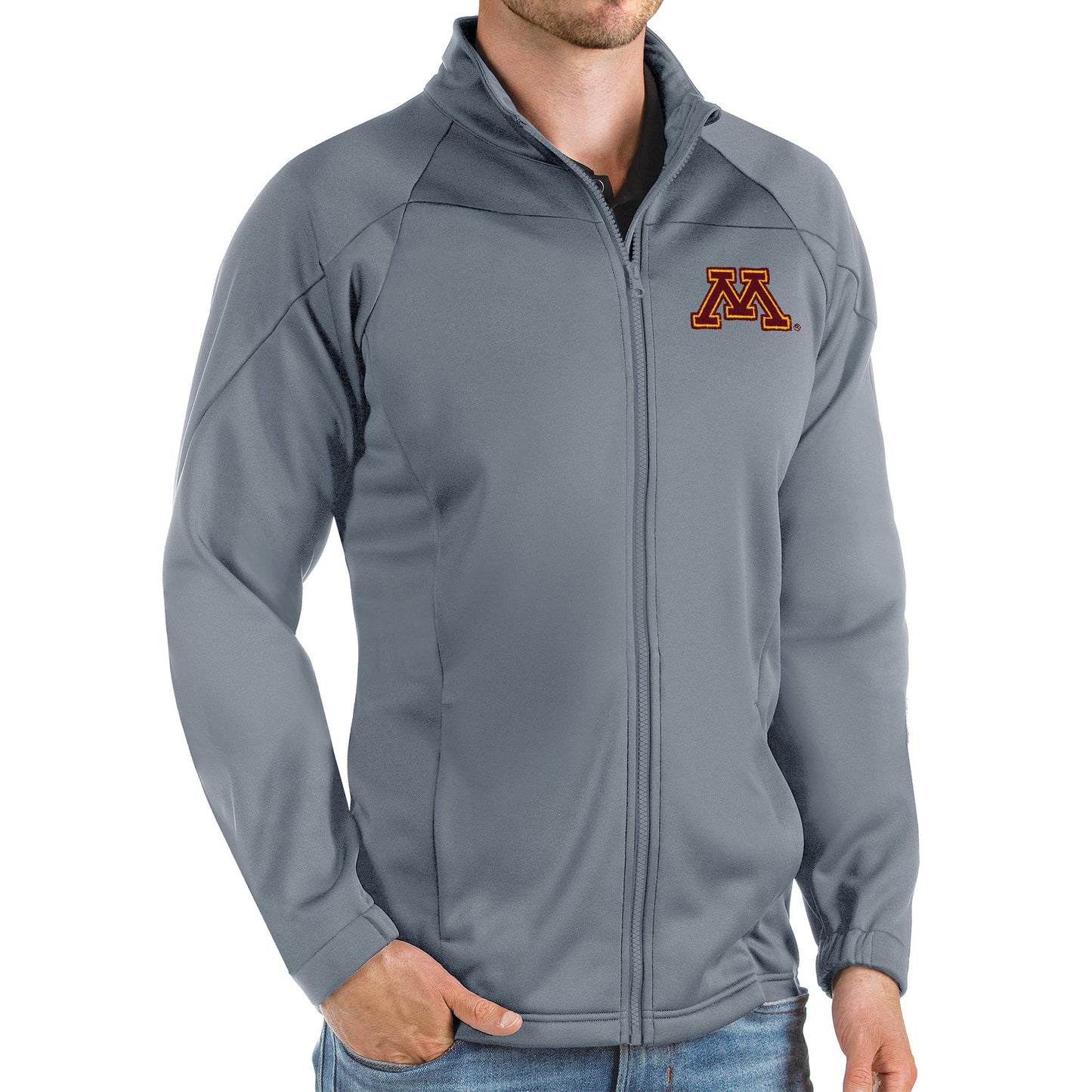 Men's Antigua Steel Minnesota Golden Gophers Links Full-Zip Golf Jacket