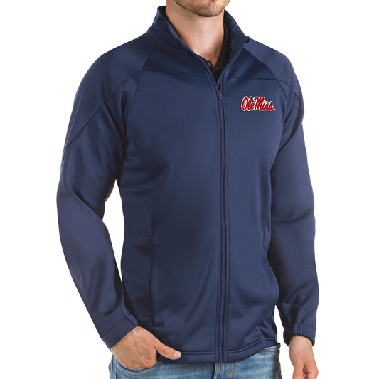 Men's Antigua Navy Ole Miss Rebels Links Full-Zip Golf Jacket