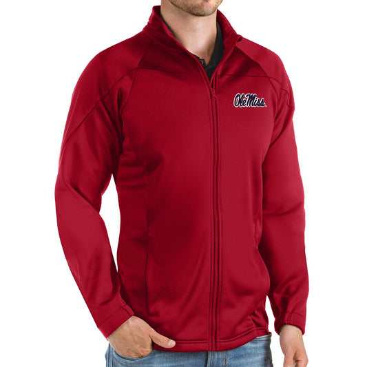 Men's Antigua Red Ole Miss Rebels Links Full-Zip Golf Jacket