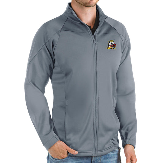 Men's Antigua Steel Oregon Ducks Links Full-Zip Golf Jacket