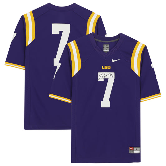 Leonard Fournette LSU Tigers Autographed Purple Nike Limited Jersey