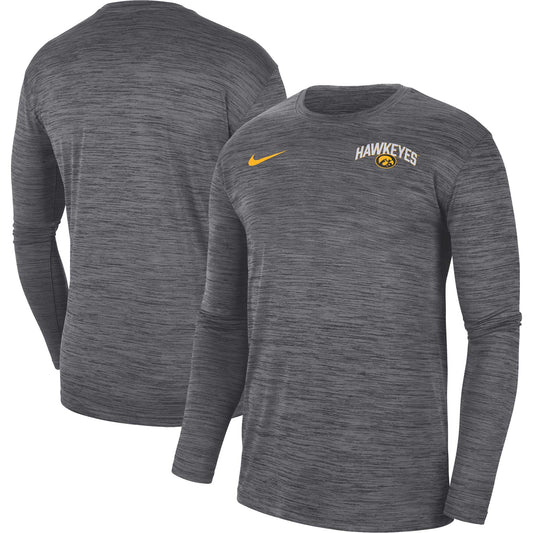 Men's Nike Black Iowa Hawkeyes Sideline Game Day Velocity Performance Long Sleeve T-Shirt