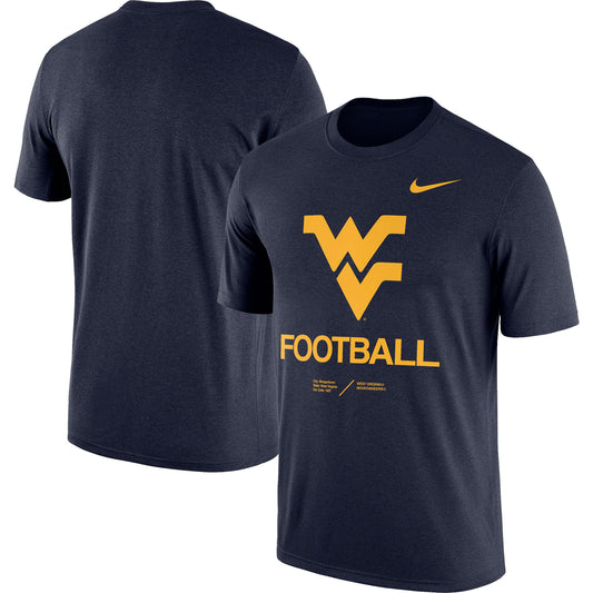 Men's Nike Heathered Navy West Virginia Mountaineers Team Football Legend T-Shirt