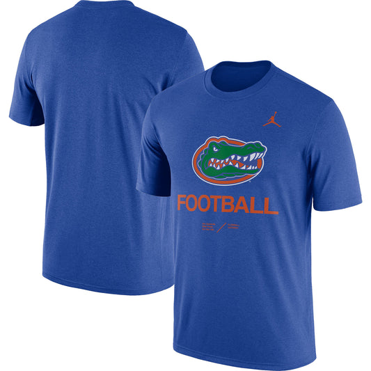 Men's Jordan Brand Heathered Royal Florida Gators Team Football Legend T-Shirt